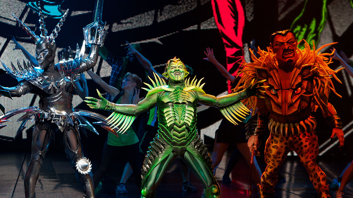 Robert Cuccioli as the Green Goblin in <em>Spider-Man, Turn Off the Dark</em>.