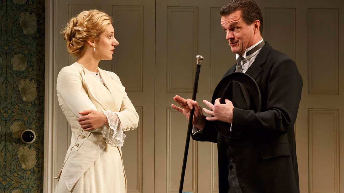 Charlotte Parry as Catherine and Michael Cumpsty as Desmond Curry in <em>The Winslow Boy</em>.