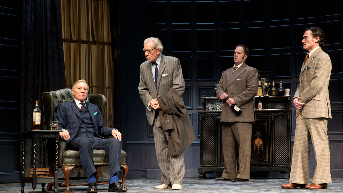 Patrick Stewart as Hirst, Ian McKellen as Spooner, Shuler Hensley as Briggs & Billy Crudup as Foster in <i>No Man's Land</I>.