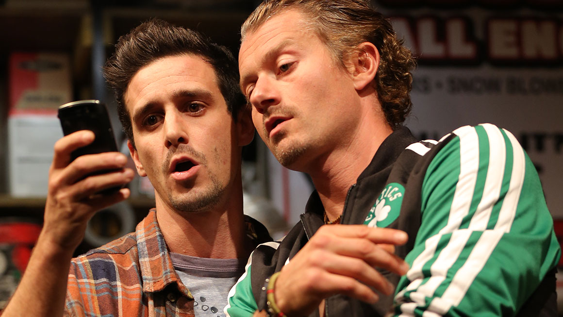 James Ransone as Packie & James Badge Dale as Swaino in <i>Small Engine Repair</I>.