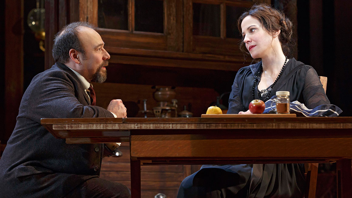 Danny Burstein as Max Hohmann and Mary-Louise Parker as Elizabeth Gaesling in <i>The Snow Geese</i>.
