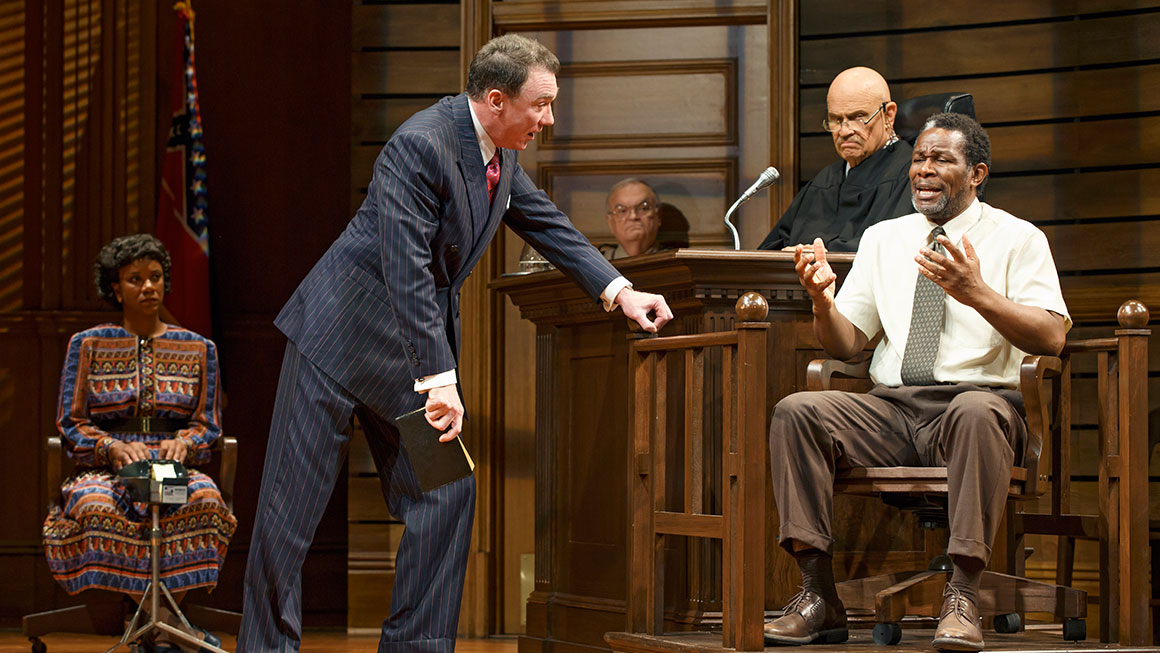 Patrick Page as Rufus Buckley, Fred Dalton Thompson as Judge Noose, & John Douglas Thompson as Carl Lee Hailey in <i>A Time to Kill</i>.